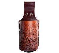 Hulara Full Grain Buff Leather Beer Holster Small Bottle Holster for Men Cowboy Beer Holder for Travel/Outdoor Beer Holster Belt