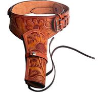 Hulara Full Grain DD Harness Buff Leather Western Gun Holster for Men Heritage Rough Rider 357 Magnum Cowboy Gun Belt & Holster .38/.357 Cal Revolver Holster, Cocoa Brown Right Side, Size-1(34-36 in)