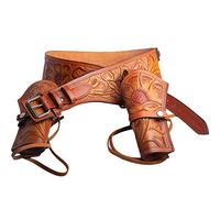 Hulara Full Grain DD Harness Buff Leather Western Gun Holster Heritage Rough Rider 357 Magnum Cowboy Belt and .38/.357 Cal Revolver Holster, Cocoa Brown Double Side, Size-42-44 Inch