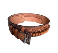 Hulara Genuine Leather Ammo Loops Gun Holster Belt - 22 Cowboy Shotgun Shell Holder Cartridge for Men Pistol - Adjustable