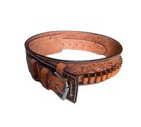 Hulara Genuine Leather Ammo Loops Gun Holster Belt - 22 Cowboy Shotgun Shell Holder Cartridge for Men Pistol - Adjustable