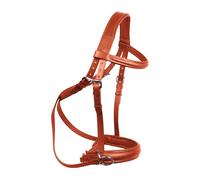 Hulara Pony Tan Bitless Bridle Genuine English Leather Crossover Crossunder Bitless Bridle for Horse Headstall with Reins