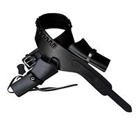 Hulara Western Holster 44/45 Caliber Cowboy Leather Holster Belt Long Barrel Gun Full Grain Buff Leather Heritage Rough Rider Holster for Men, Plain Black Double 44 cal, Size-2(38-40 Inch)