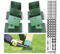 Hulave Adjustable Swing Anchor Leveling Kit Bracket 201 Stainless Steel 4"x4" (Actual 3.5"x3.5"), Protect Swing set's Wooden Legs from Wet Ground,Make it More Sturdy and Durable(4pack-Green)