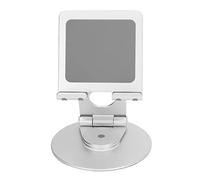 Hulex Supplies Foldable Phone Stand with 360 Degree Rotation, Adjustable Height Aluminum Desk Stand, Stable Base for Laptops Under 17.3in and Smartphones (Silver)