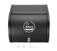 Hulex Supplies Metal Bread Box, Large Capacity Carbon Steel Bread Bin Storage Container, Space Saving Multifunctional Kitchen & Living Room Organizer with Nonslip Feet and Handle (Roll Lid)