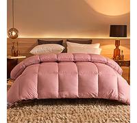 HULG Feather Down Duvet, Down Proof Cotton Cover, Winter, Goose Down & Feather Duvet, King, 100% Cotton Down Proof Fabric, with Premium Box-Stitch Design (pink,200X230cm-3kg)