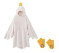 HULG Fun Big White Goose Pajamas, Christmas Onesies, Halloween Pajamas, Women's Men's Carnival Christmas Pajamas, Unisex One-Piece Cosplay Onesies (White(Including Shoes),XL)