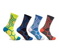 HULG Mens Socks 4 Pairs,Cushioned Men Cycling Socks,Anti-Blister,Anti-Odour,Moisture-Wicking, Breathable Cotton Socks for Trainer,Running,Sports,Walking,Working,Cycling,Hiking (Rainbow,L-(39-44))