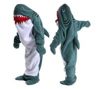 HULG Shark Costume,Shark Blanket,Wearable Shark Sleeping Blanket，Soft and Comfortable Crystal Fleece Hooded Shark Sleeping Bag,carnival clothing