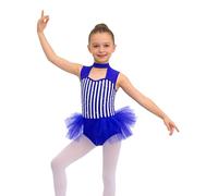 HULIJA Girls Kids Circus Lion Tamer Stripe Jumpsuit Sparkly Rhinestone Tutu Skirts Ringmaster Stage Performance Costume Royal Blue 15-16 Years