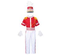 HULIJA Kids Marching Band Outfit - Honor Guard Uniform Set with Accessories Red C 7-8 Years
