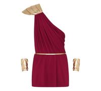 HULIJA Men Ancient Greek King Roman Cosplay Outfit Stage Performance Costumes Skirted Leotard Romper for Rave Burgundy XL