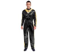 HULIJA Men's Adult Astronaut Space Uniforms Party Cosplay Costume Coverall Pilot Flight Jumpsuit Dress Up Black L