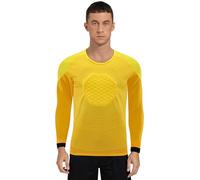 HULIJA Mens Football Goalie Uniform Soccer Keeper Jersey Round Neck Training Top for Sports Team PE Class Yellow