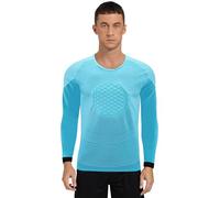 HULIJA Mens Football Goalie Uniform Soccer Keeper Jersey Round Neck Training Top for Sports Team PE Class Light Blue