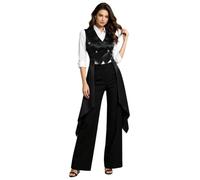 HULIJA Women Steampunk Jacket Vest Gothic Satin Corsets | Lace Up Overbust Bustier,Renaissance Corset,Suit for Western,Sweetheart Neckline,Halloween Costume,Country Concert Outfits