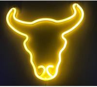HULIN Neon Light Bull Head Led Neon Light Wall Light Led Wall Decor Neon Signs Light up Battery or USB Powered for Room, Party, Valentine's Day, Wedding, Christmas, Bar Red (Warm)