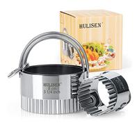 HULISEN 3pcs Wave Round Crinkle Cookie Cutter Set, Stainless Steel, Rust-Proof, Dishwasher Safe