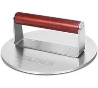 HULISEN 8.5-Inch Burger Press, 2.5 lbs Heavy Duty Bacon & Grill Press, Stainless Steel Smashed Burger Press, Round Smasher with Wood Handle, BBQ Griddle Accessories for Hamburger, Steak, Meat…