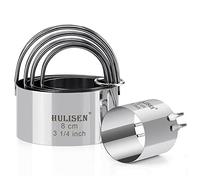 HULISEN Cookie Cutters Set (5 Pieces/Set), Stainless Steel Scone Cutters with Handles, Round Pastry Cutters Circle Biscuit Cutters Set for Baking, Professional Dough Cutter Tool.