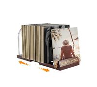 HULISEN Expandable Vinyl Record Storage, Now Playing, Stores 30-70 LPs | Adjustable Records Holder for Albums, Wooden Records Stand, Vinyls Display Rack Organiser, Gift Package, Effortless Assembly