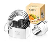 HULISEN Square Biscuit Cutter Set (4 Pieces/Set), Cookies Cutter with Handle, Professional Baking Dough Tools (Heart Shaped)