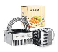 HULISEN Square Crinkle Cookie Cutter Set (4 Pieces/Set), Biscuit Cutter with Handle, Stainless Steel Scone Cutter, Professional Baking Dough Tools (Ripple Square)