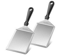 HULISEN Stainless Steel Grill Spatula 2 pcs, 15.2 x 12.7 cm Metal Turner | Wide Blade with Cutting Edge, Dishwasher Safe, Kitchen Griddle Accessories for Burgers, Pancakes and Flat Top Griddle