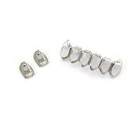 Huliyhus 18K Gold Plated Hip Hop Teeth Grillz Caps Open Face 2pcs Single Top and Bottom Grills for Your Teeth Grillz Set for Men Women, One Size, brass, No Gemstone