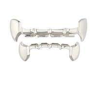 Huliyhus 18K Gold Plated Hip Hop Teeth Grillz Caps Top and Bottom Vampire Fangs Grills Set for Men Women Party Accessories Teeth Grills, One Size, brass, No Gemstone