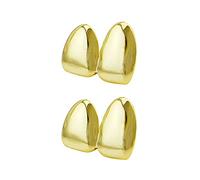 Huliyhus 2 Pcs 18K Gold Plated Double Tooth Cap Hip Hop Teeth Grillz Vampire Fangs Grills Set for Men Women Party Accessories Teeth Grills, One Size, brass, No Gemstone
