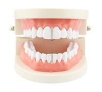 Huliyhus 2Pcs 18K Gold Plated Hip Hop Teeth Grillz Single Plain Gap Grillz Single Tooth Top or Bottom Grills for Your Teeth Grillz Set for Men Women, One Size, brass, No Gemstone