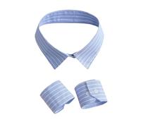 Huliyhus Detachable Dickey Collar Lapel Choker and Wrist Cuffs, False Sleeves, Blue Stripe, One Size