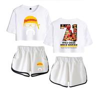 Hulk Hogan 1953-2025 Hulkamania Tribute 2-Piece Outfit - Women’s Crop Top and Shorts Set in Memory of Wrestling Legend (White1White,L)