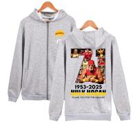 Hulk Hogan 1953-2025 Hulkamania Tribute Hoodie - Unisex Full-Zip Graphic Sweatshirt, Tribute to Wrestling Legend (Grey,4XL)