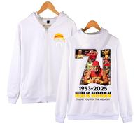 Hulk Hogan 1953-2025 Hulkamania Tribute Hoodie - Unisex Full-Zip Graphic Sweatshirt, Tribute to Wrestling Legend (White,4XL)