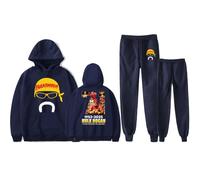 Hulk Hogan 1953-2025 Hulkamania Tribute Unisex Hoodie Jogger Set - 2-Piece Pullover Sweatshirt & Pants Outfit, Tribute to Wrestling Legend (Navy,L)