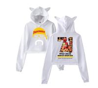 Hulk Hogan 1953-2025 Hulkamania Tribute Women’s Cat Ear Hoodie - Graphic Pullover Sweatshirt, Tribute to Wrestling Legend (White,M)