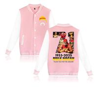 Hulk Hogan 1953-2025 Tribute Baseball Jacket - Unisex Varsity Style Long Sleeve Graphic Coat in Memory of Wrestling Legend (Pink,XXS)