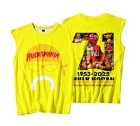 Hulk Hogan 1953-2025 Tribute Tank Top - Unisex Sleeveless Gym Vest, Outdoor Streetwear Shirt in Memory of Wrestling Legend (Yellow,XXL)