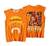 Hulk Hogan 1953-2025 Tribute Tank Top - Unisex Sleeveless Gym Vest, Outdoor Streetwear Shirt in Memory of Wrestling Legend (Orange,4XL)