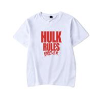 Hulk Hogan Hulk Rules Forever Tshirt Crewneck Short Sleeve Tshirt Men/Women Rip Hip Hop Tops (2,L)