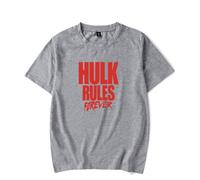 Hulk Hogan Hulk Rules Forever Tshirt Crewneck Short Sleeve Tshirt Men/Women Rip Hip Hop Tops (3,L)