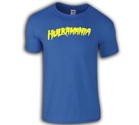 Hulkamania Hulk Hogan Tshirt Fancy Dress Stag Doo (UK, Alpha, XXL, Regular, Regular, Blue)