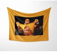 Hulkamania Wrestling Blanket Custom Background Colour Wrestling Fan Throw Hulk Retro Wrestling Bedding Soft Fleece Blanket Birthday Gift Wrestling Room Decor