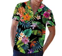 HULKAY Mens Hawaii Tropical Floral Print Shirts Summer Casual Relaxed Fit Short Sleeve Button Down Aloha Shirts Beachwear(Green,XL)