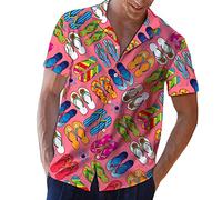 HULKAY Mens Hawaii Tropical Floral Print Shirts Summer Casual Relaxed Fit Short Sleeve Button Down Aloha Shirts Beachwear(Pink,M)