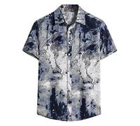 HULKAY Mens Hawaiian Shirt Casual Button Down Short Sleeve Shirts Tropical Flower Hawaii Aloha Shirt Men’s Short Sleeve Hawaiian Beach Shirt Vintage Floral Button Up Shirt(White,4XL)