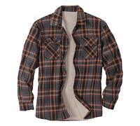 HULKAY Mens Long Sleeve Fleece Flannel Shirts Button Down Berber Lined Shackets Warm Camp Shirts Plaid Jackets